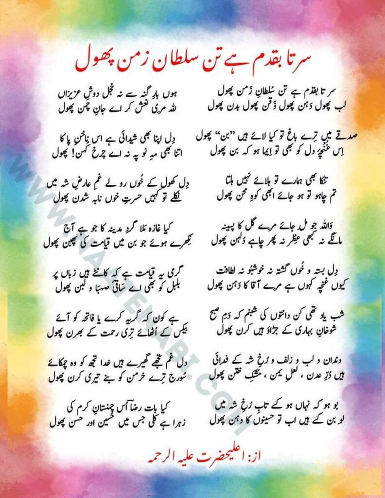 Sar Ta Ba-Qadam Hai Tan E Sultane Zaman Phool Lyrics Naat || सर ता ब क़दम है तने सुल्तानें ज़मन फ़ूल Photo 2025 02 18 01 32 53 792x1024 1