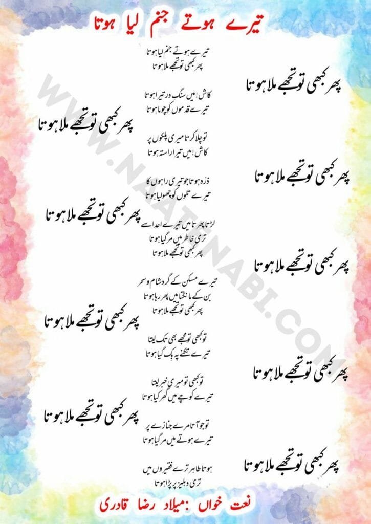 Tere hote janam liya hota Lyrics Naat || तेरे होते जनम लिया होता Photo 2025 08 29 02 26 32 725x1024 1